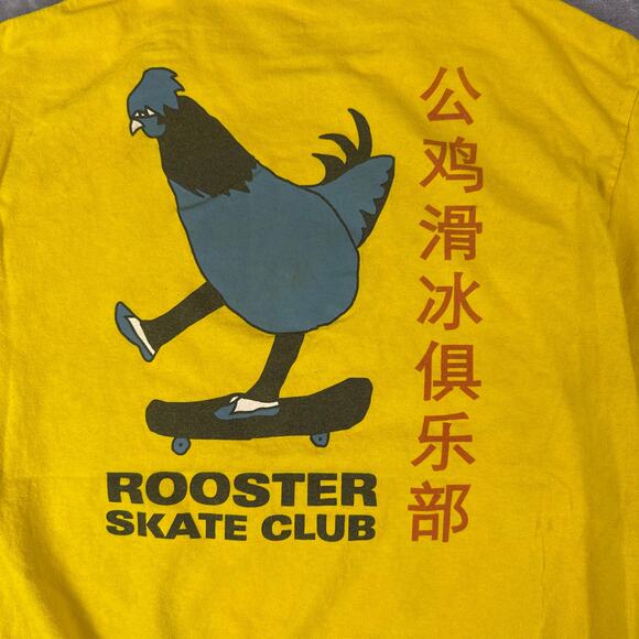 Rooster Skate Club T Shirt Mens Size Large Yellow Skater Chicken Streetwear - Picture 3 of 8